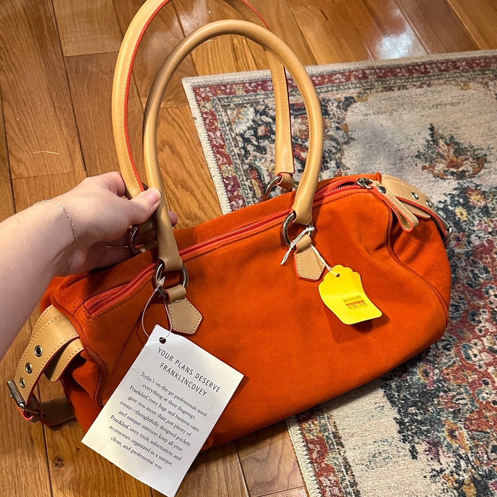 Orange FranklinCovey Italian full grain leather purse